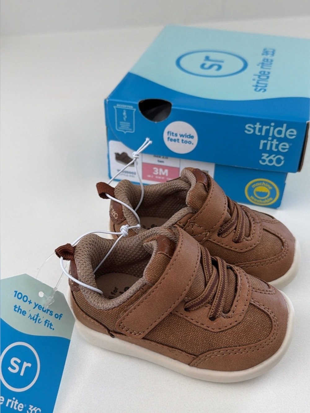 Stride Rite Toddler Sneakers in Brown and White